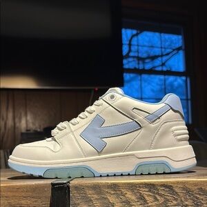 White and Light Blue Off White sneakers